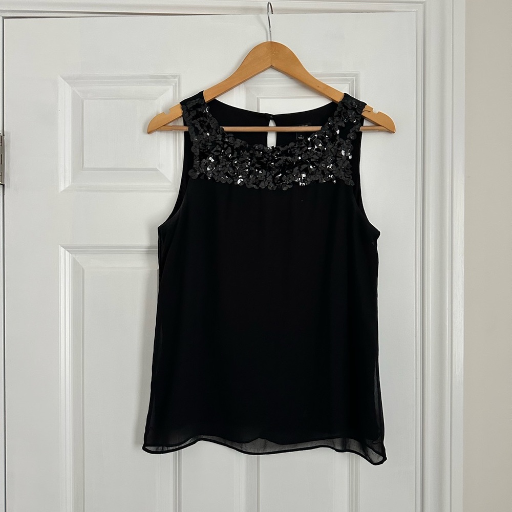 Ann Taylor Black Sequin Blouse